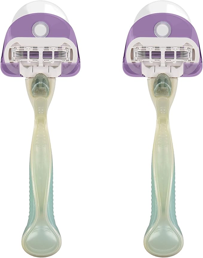 kwmobile 2x Razor Holder with Suction Cup - Self-Adhesive Shaver Wall Mount - Bathroom Organizer for Glass and Tiles - Lavender/Transparent