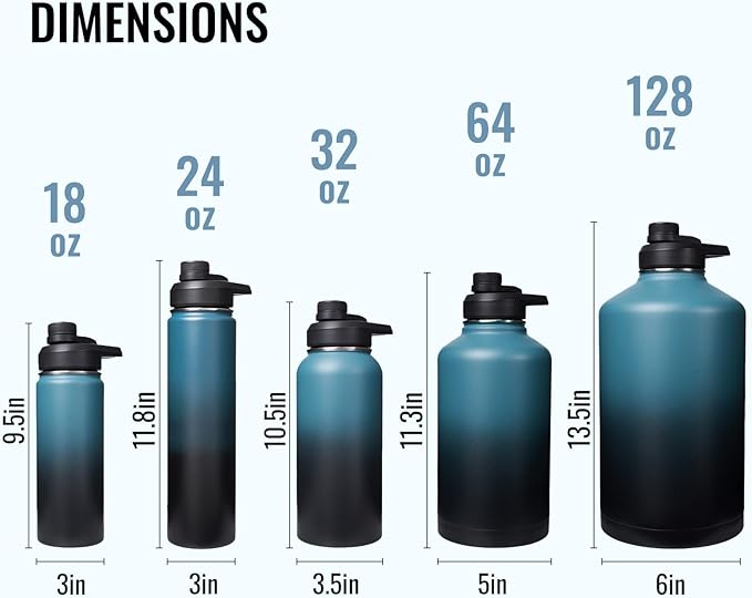 24 oz Insulated Water Bottle with Handle, 304 Stainless Steel Water Bottles with Wide Mouth, Double Wall Vacuum Sports Water Bottle, BPA Free, Keep Cold and Hot, Monster Blue