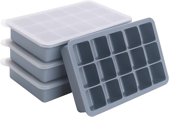 2 Tbsp Silicone Freezer Molds - Perfect for Storing Garlic, Herbs, Ginger, Pesto, Tomato Paste, Lemon Juice, Purees and More - Silicone Food Freezer Tray(Blue 2 Pack)