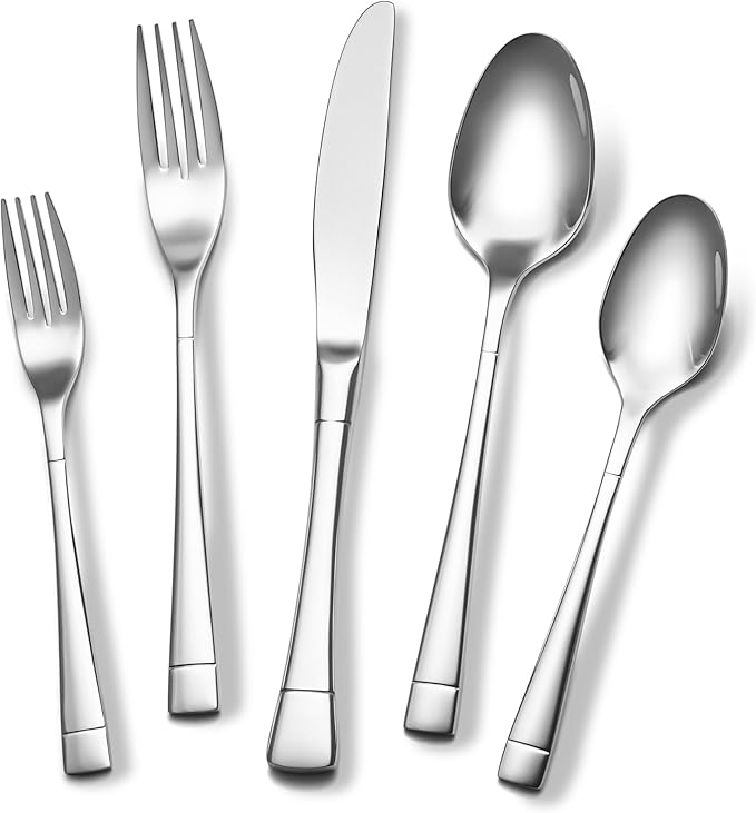 EIUBUIE Heavy Duty Silverware Set for 8, 40-Piece 18/10 Stainless Steel Flatware Set, Mirror Polished Cutlery Modern Kitchen Eating Utensil Durable Tableware Included Knife Fork Spoon, Dishwasher Safe
