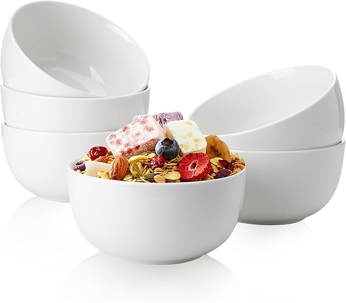 Sweese 20 Oz Porcelain Cereal Bowls - Multicolor Set of 6, Dishwasher Safe, for Soup, Salad, Rice, Kitchen Decor