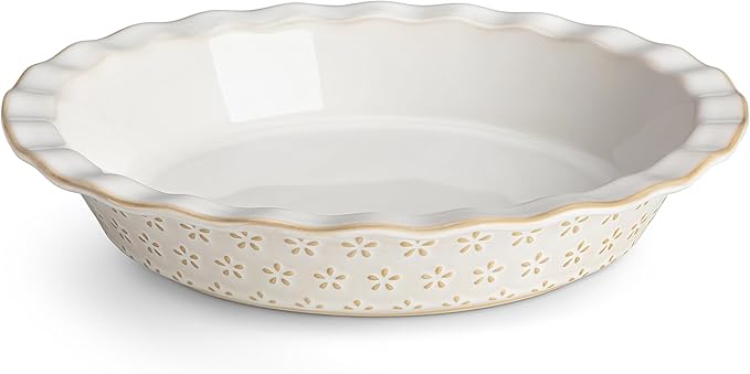 MALACASA 9 Inch Pie Pan Set of 2, 45 OZ Ceramic Quiche Baking Dish