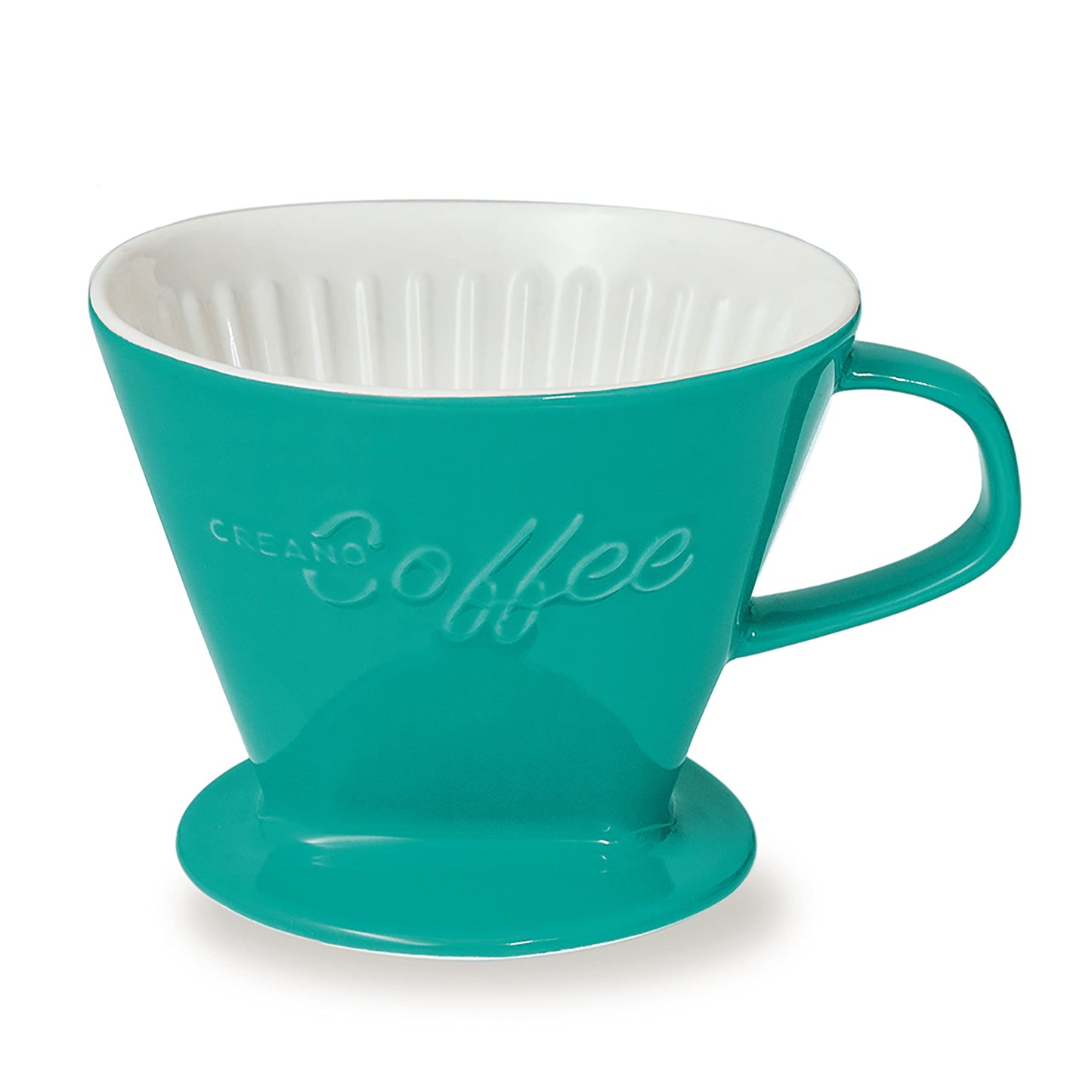 Creano XXL Porcelain Coffee Dripper Blue - Ceramic Cone Brewer - Pour Over Coffee Maker - Filter Size 4 - huge and heavy quality 800gr/28oz - 6 Colours availeble