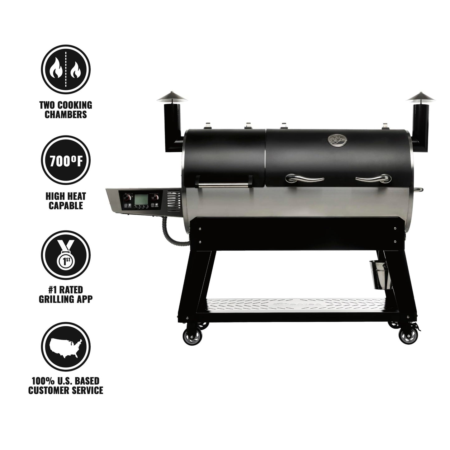 recteq DualFire 1200 Wood Pellet Smoker Grill, Wi-Fi Electric Pellet Grills, Dual Chambers for Hot and Fast + Low and Slow Cooking