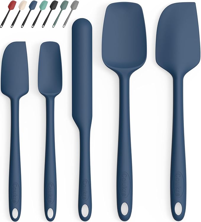 Coukre Silicone Spatula Set of 5,High Temperature Resistant, Food Grade Silicone, Dishwasher Safe, for Baking, Cooking (Pure Colorful A)