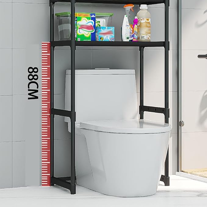 CuisinSmart 3-Tier Over The Toilet Storage, Metal Bathroom Shelve, Over Toilet Bathroom Organizer, Space Saver Bathrooms Shelve for Restroom Laundry Balcony, Black