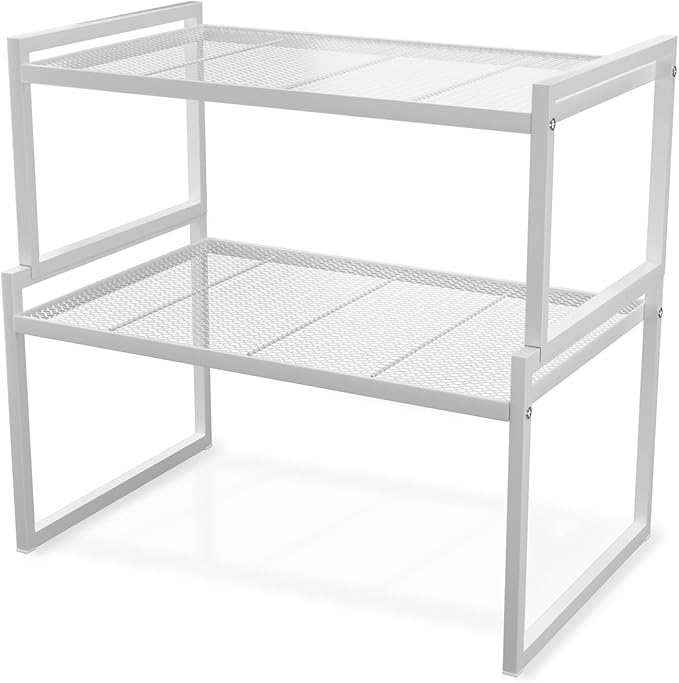 BlisXybion Stackable Kitchen Cabinet Organizer Shelves Pantry Rack Set of 2