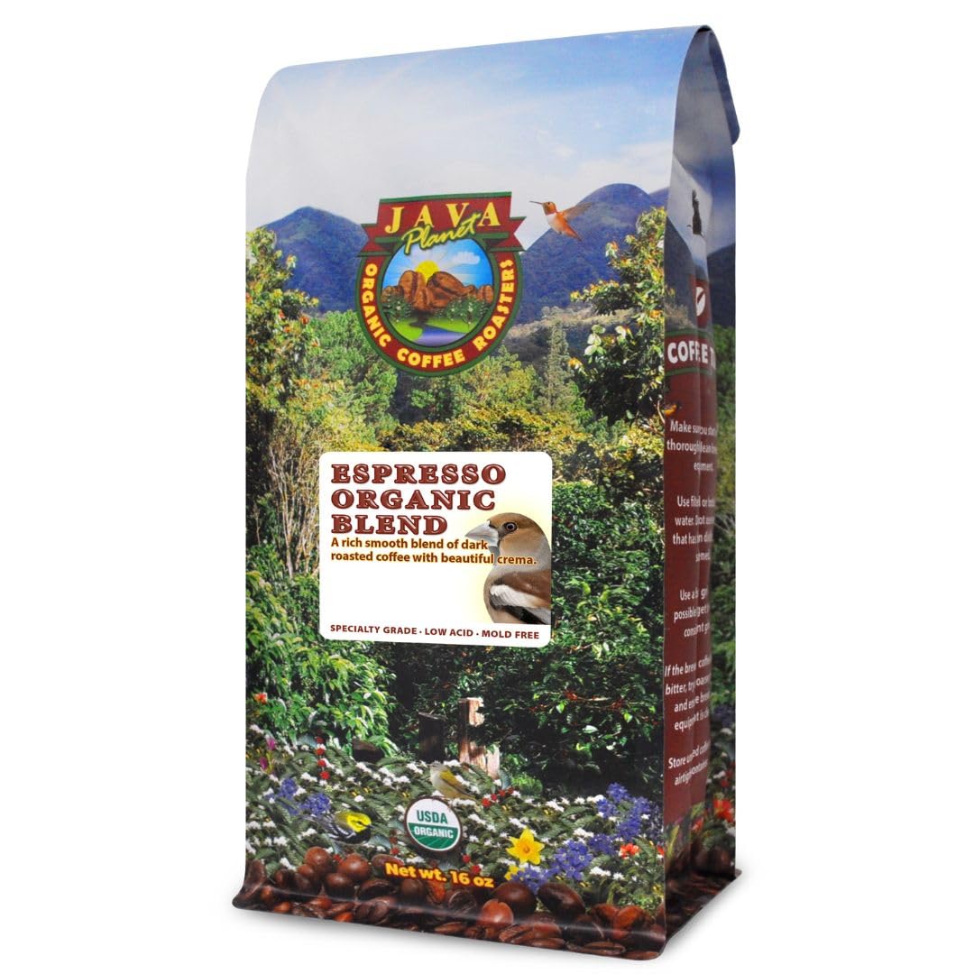 Java Planet Low Acid Organic Whole Bean Coffee, Papua New Guinea, 16 oz