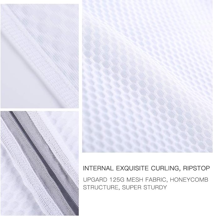 Kimmama Laundry Mesh Wash Bags, Lingerie Bags for Washing Delicates, Mesh Laundry Bags for Washing Machine, White Net, Grey Zipper, 1L & 1M