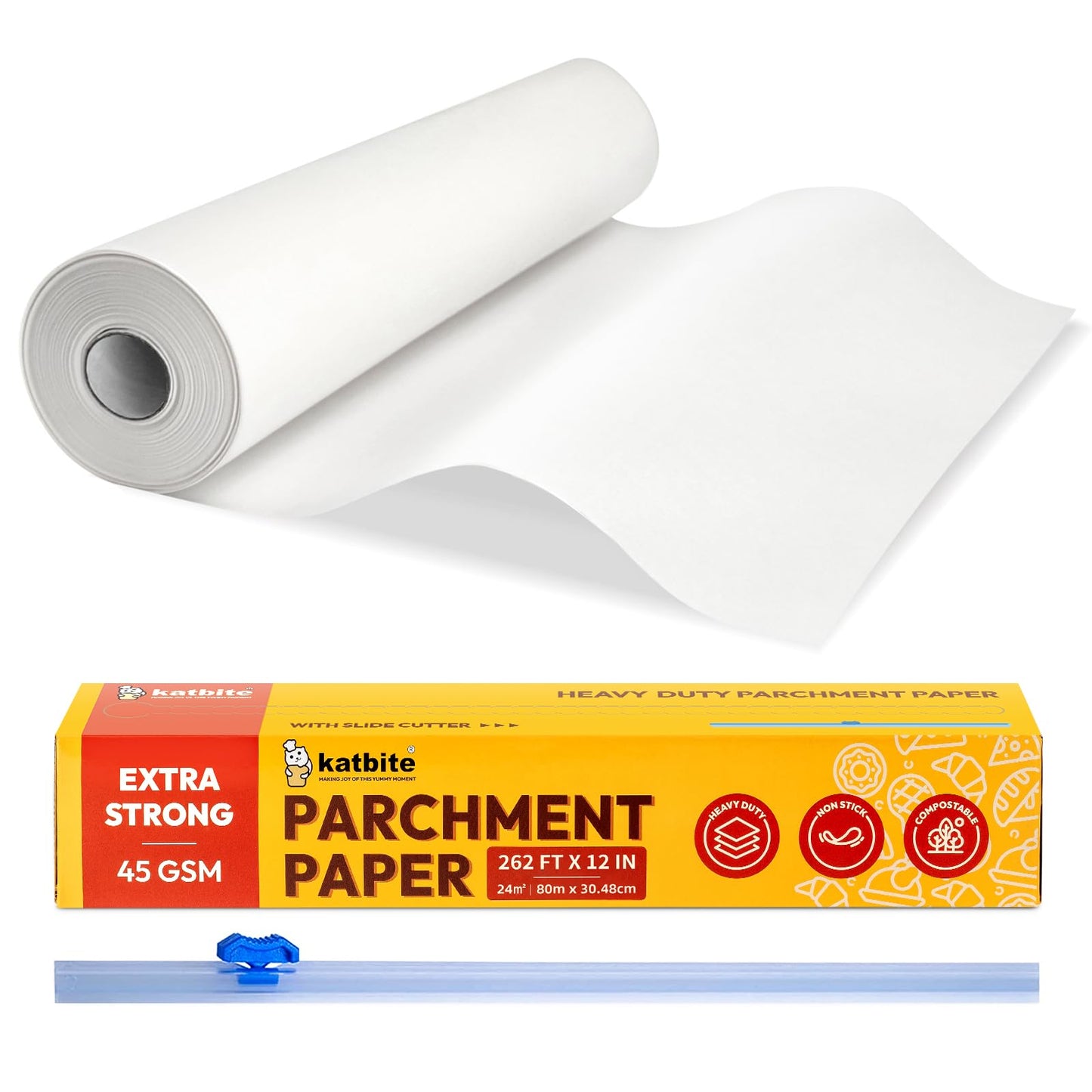Katbite Heavy Duty Parchment Paper Roll, 15 in x 115 ft, 145 Sq Ft, White