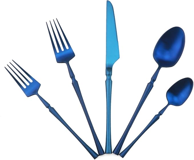 Gugrida Unique & Beautiful Flatware Set - 5 Piece Iridescent Silverware Sets | 18/10 Stainless Steel Reusable Cutlery Set | Utensils Service For 1 with Dessert Fork, Knife, Spoon, Dinner Fork