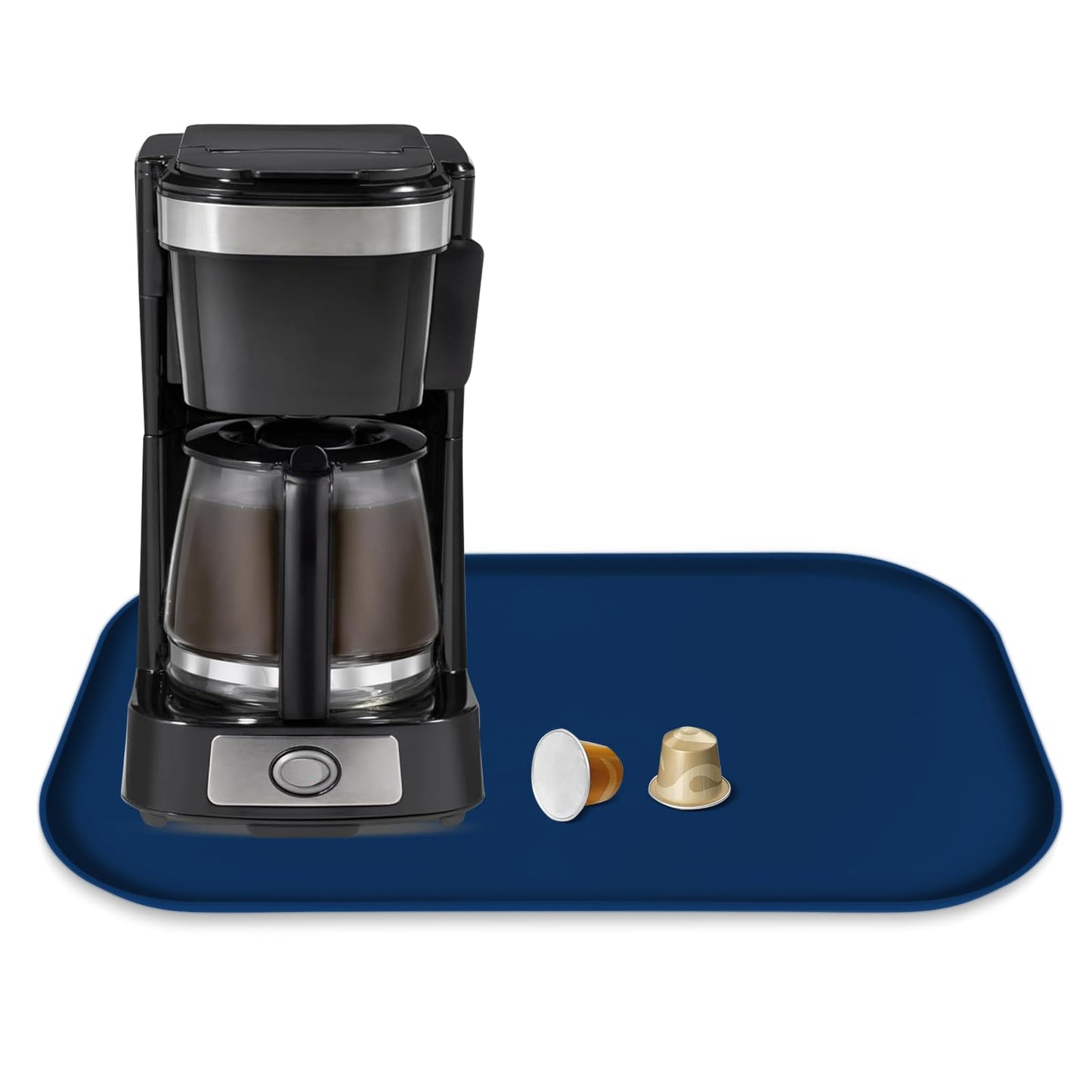 Silicone Coffee Maker Mat with Lip for Countertops, 24'' x 16'', Grey