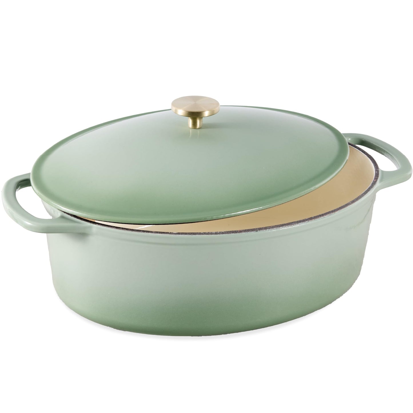 Best Choice Products Oval 7.5 Quart Enamel Cast-Iron Dutch Oven, Heavy-Duty Pre-Seasoned for Baking, Cooking w/Side Handles – Black Licorice