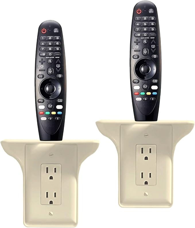 BeraTek Power Perch Wall Outlet Shelf | Declutter & Reclaim Counter Space | Bedroom & Bathroom Organizing Shelves | Alexa Echo Dot Holder, Router Shelf, Holds Electric Toothbrush | Almond, 2-Pack