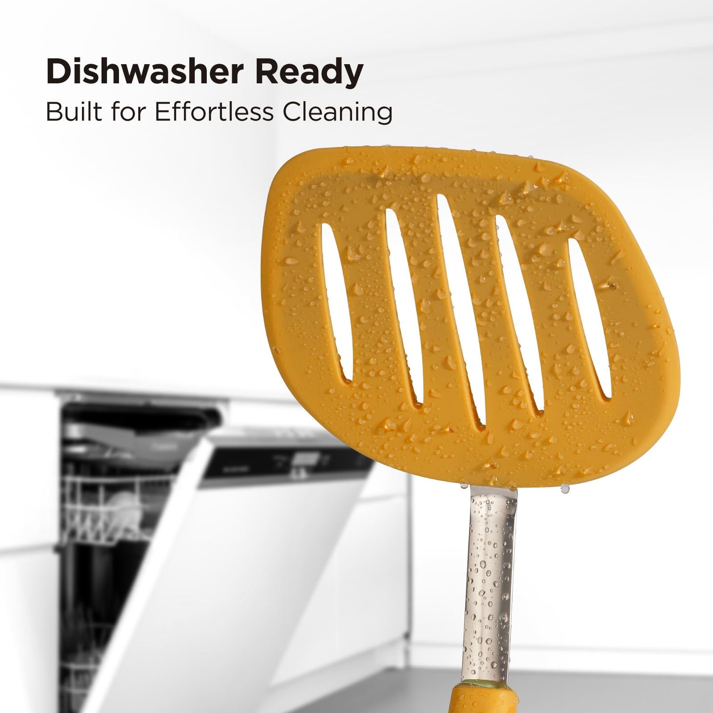 Kitchen Mama WaltzGrip Platinum Silicone Pancake Spatula Turner, Yellow