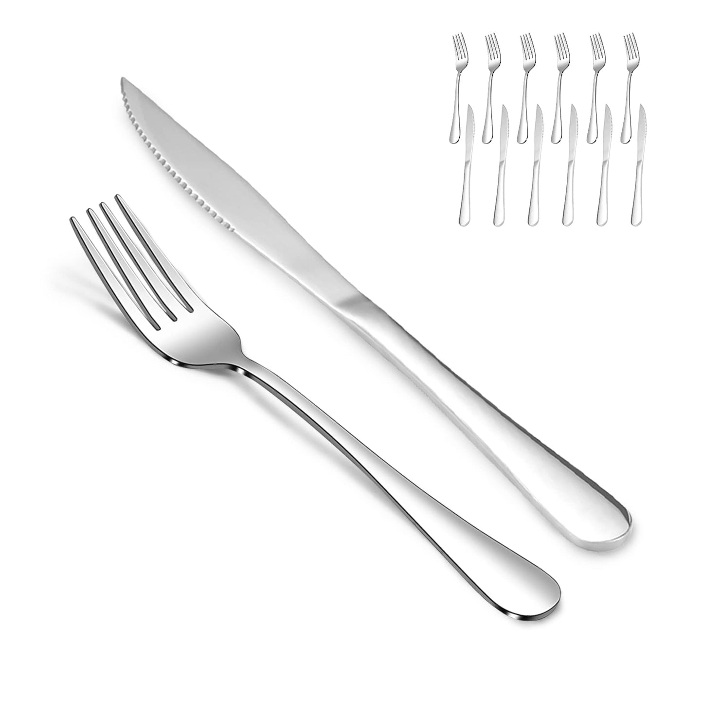 SANTUO Dinner Knives,12 Piece Dinner knife Set,18/10 Stainless Steel Silverware Set Dinner Knife For Home,Kitchen,Restaurant and Hotel,Mirror Polished& Dishwasher Safe