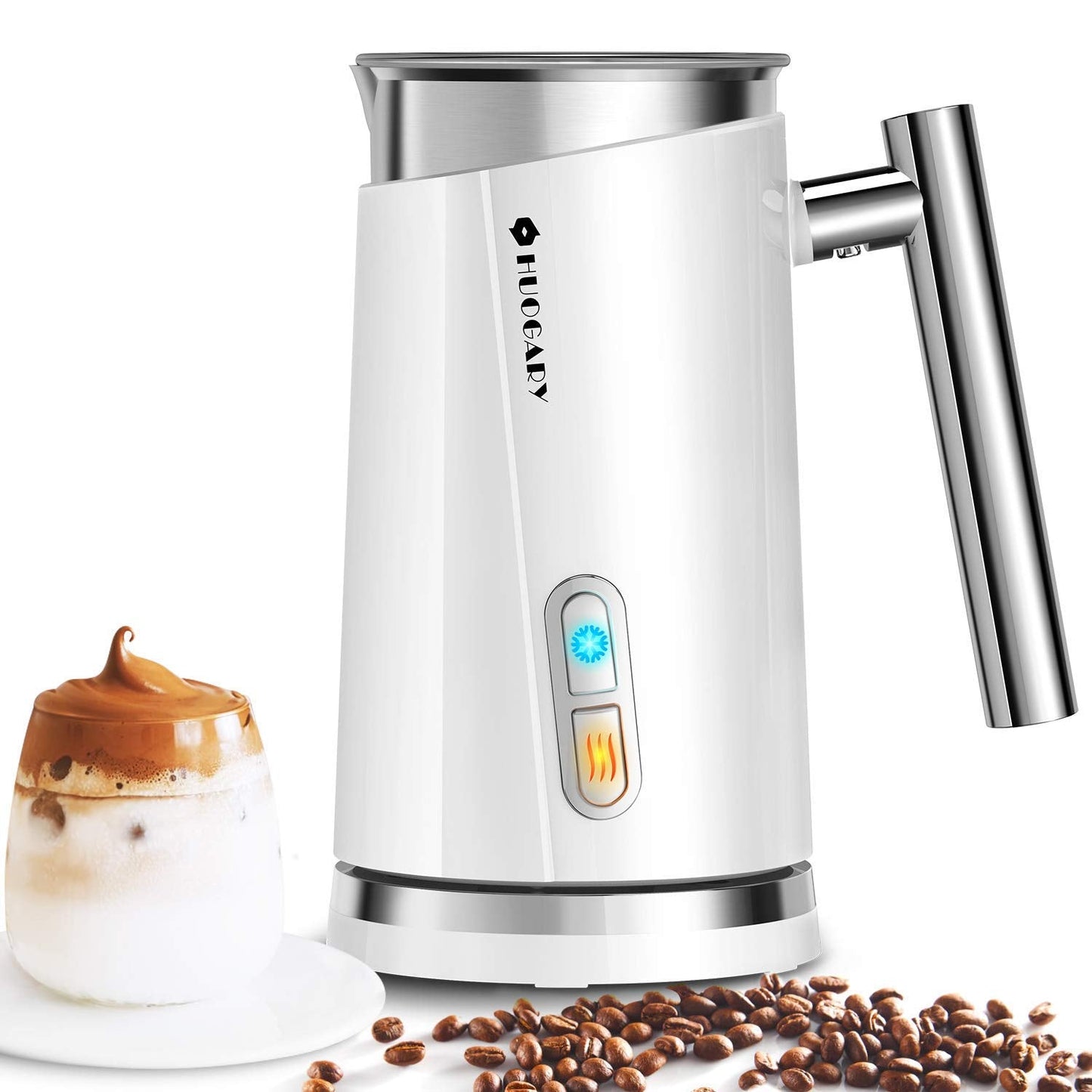 Huogary Milk Frother Simple Milk Frother and Steamer 2-in-1 Milk Steamer with Hot Milk Foam and Hot Milk for Latte, Macchiato, Cappuccinos, Blue