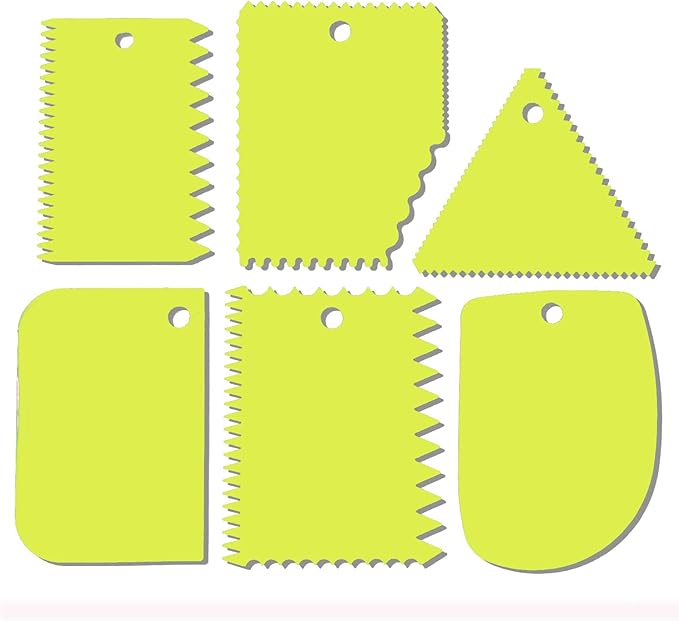 CEWIFO Cake Scraper, 6 Pcs Cake Smoother Scraper, Dough Scraper Blue