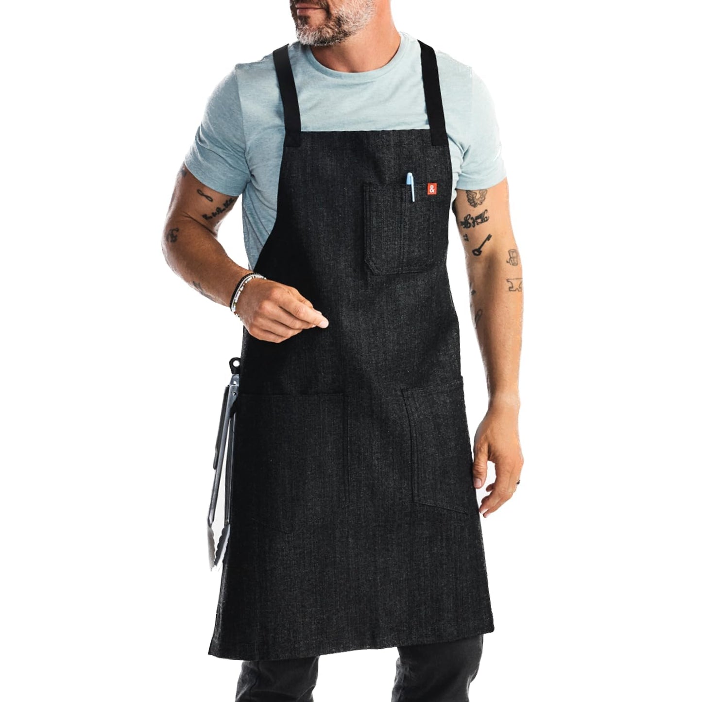 hedley & bennett Crossback Chef Apron, Pockets & Towel Loop, Oyster Gray