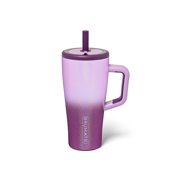 BrüMate Era 20 oz Tumbler with Handle and Straw | 100% Leakproof Insulated Tumbler with Lid and Straw | Made of Stainless Steel | Cup Holder Friendly Base | 20oz (Violet Crush)