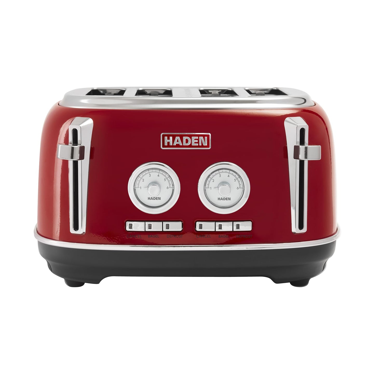 Haden Dorset 4 Slice Wide Slot Stainless Steel Toaster with Adjustable Browning Control & Non-Slip Feet, Black & Copper