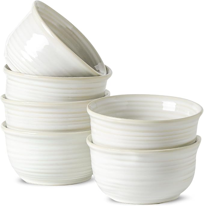 HASENSE Ceramic Mixing Bowls Set, 2.1/1.0/0.5 Qt, Handmade Salad Serving Bowls for Kitchen, Deep Nesting Dishes for Storage and Baking, Microwave Dishwasher Safe