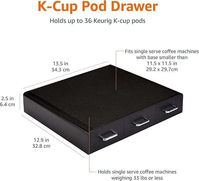 Amazon Basics Coffee Pod Storage Drawer for K-Cup Pods, 36 Pod Capacity, Black (Pack of 6)