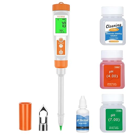 YINMIK Smart pH Meter Solid Food pH Tester with Stainless Steel Blade