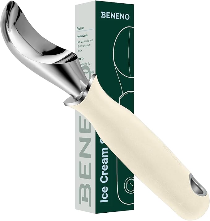 Beneno Premium Heavy Duty Ice Cream Scoop with Ergonomic Grip Handle, Pink
