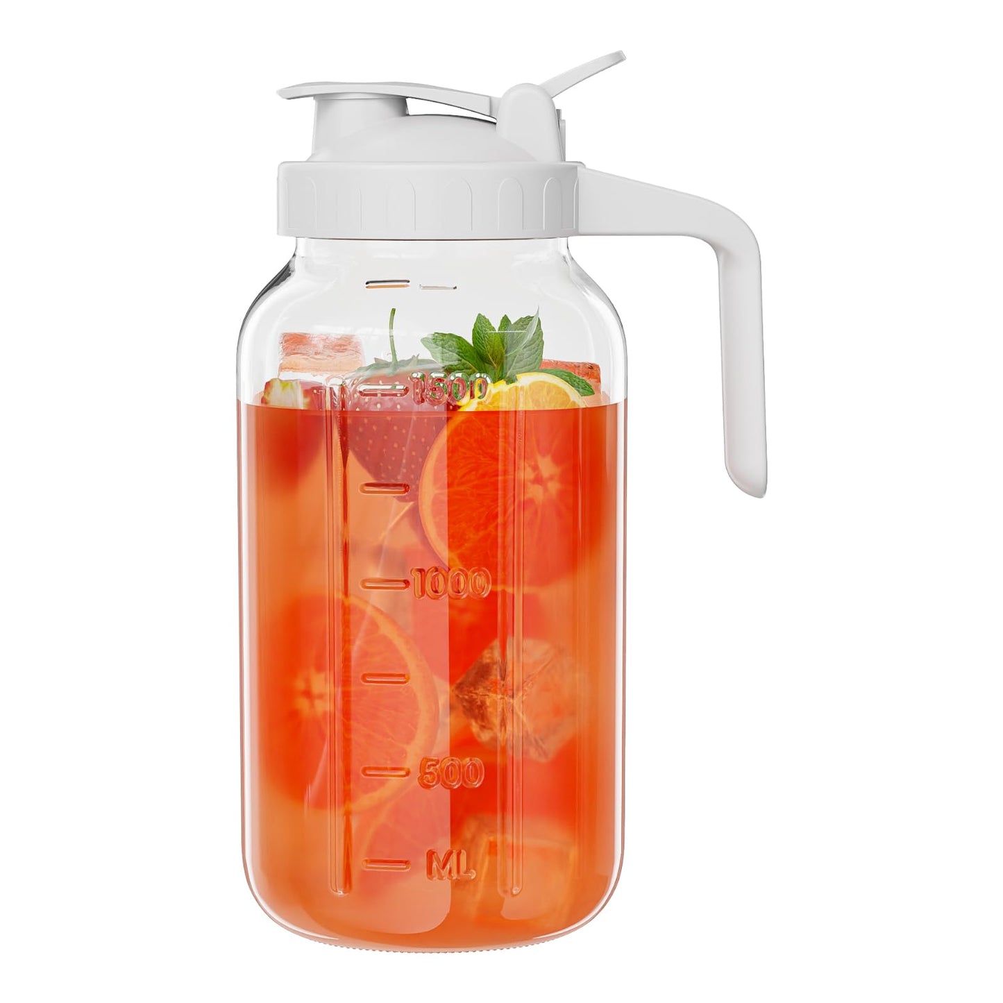 JunVpic Glass Pitcher with lid, 64 oz Wide Mouth Mason Jar