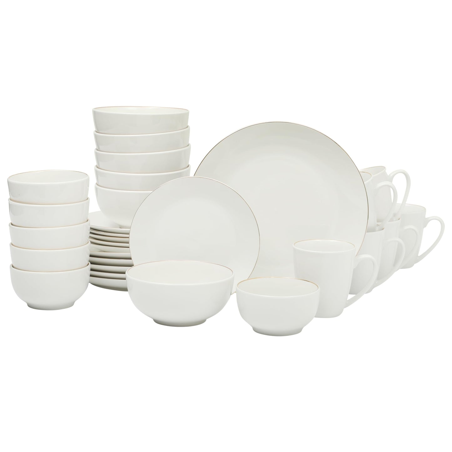 Gibson Home Zen Buffet Hard Square Porcelain Chip and Scratch Resistant Dinnerware Set, White, Service for 8 (24pcs)