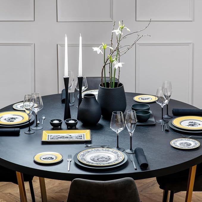 Villeroy & Boch Audun Ferme Dinner Plate, 10.75 in, Premium Porcelain, White/Grey/Yellow