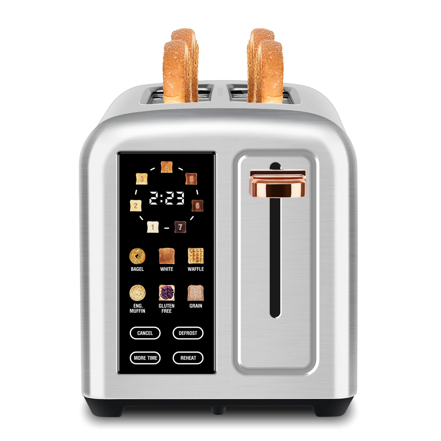 SEEDEEM 2-Slice Touchscreen Toaster, Stainless, 7 Shade, 1350W, Grey