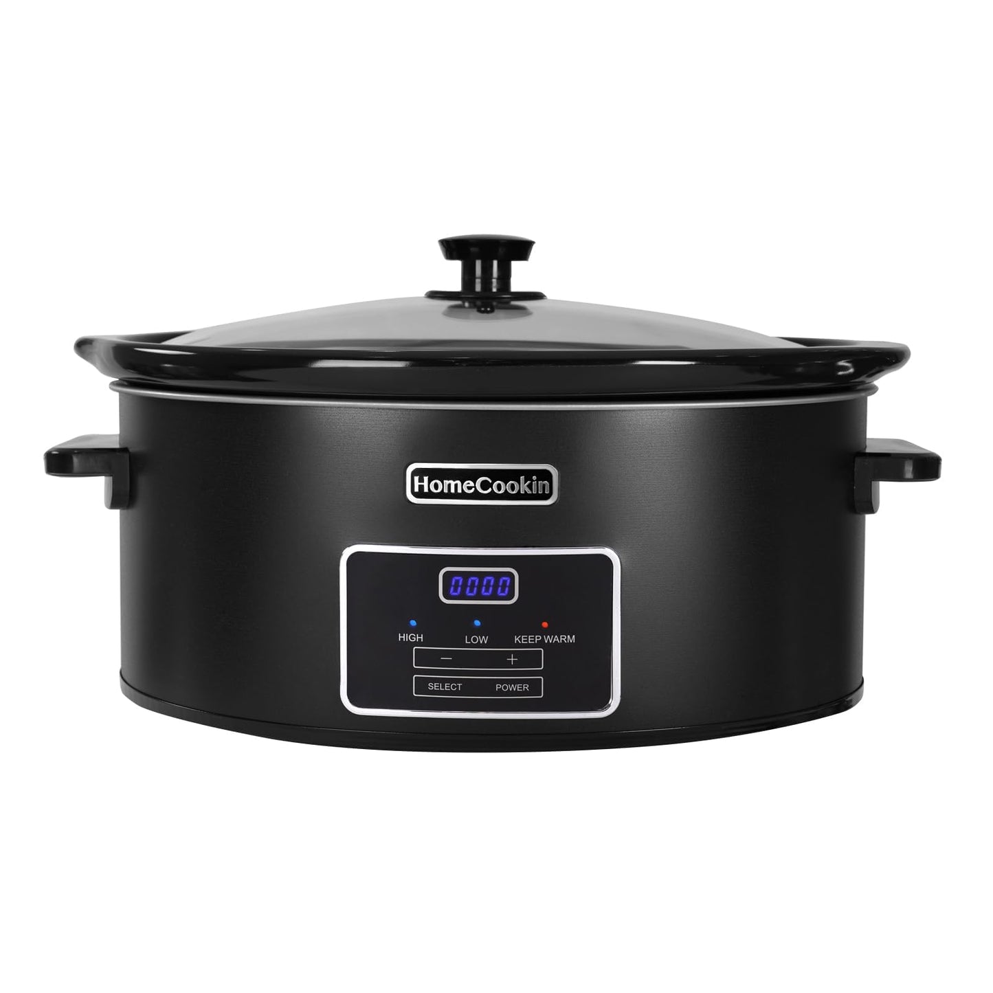HOMECOOKIN 7 Quart Slow Cooker Oval Manual Pot Food Warmer with 3 Cooking Settings, Black Stainless Steel