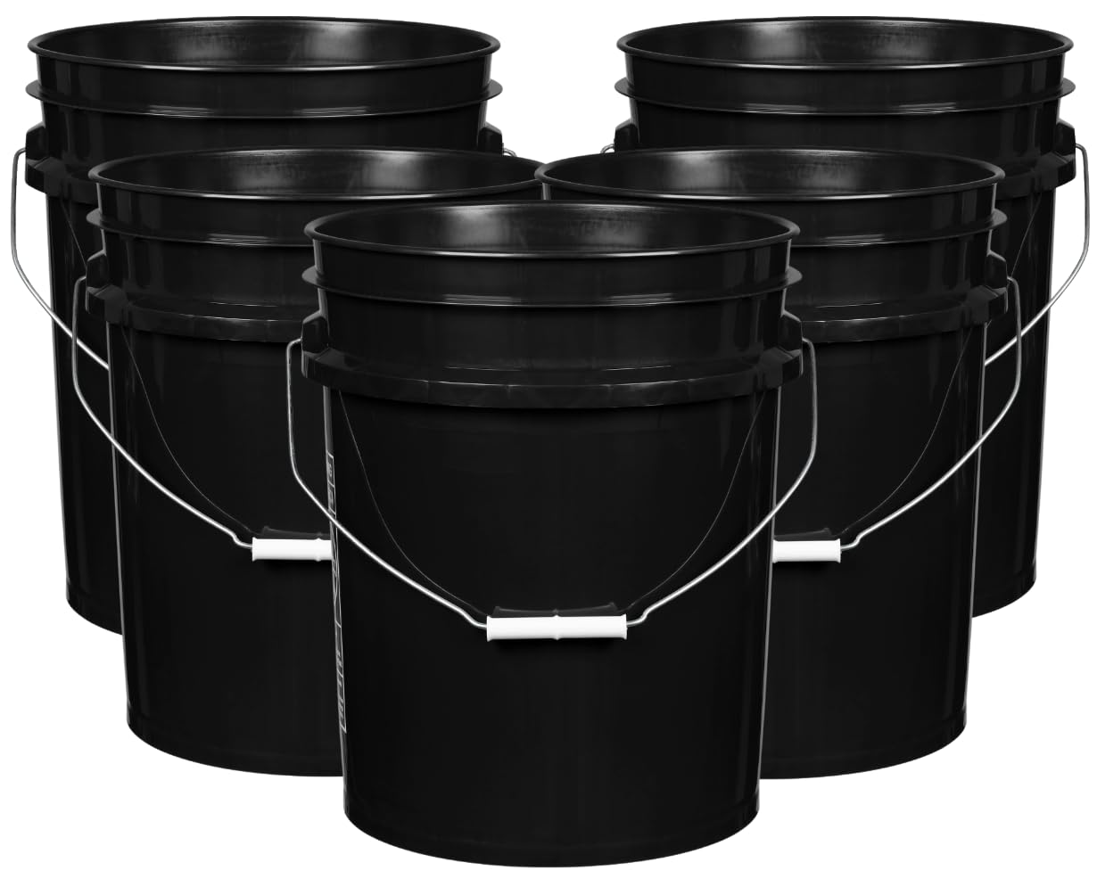 House Naturals 5 Gallon Premium HPDE Plastic Bucket - Made in USA Food Grade Container, BPA Free All Purpose Pail (5, Red)
