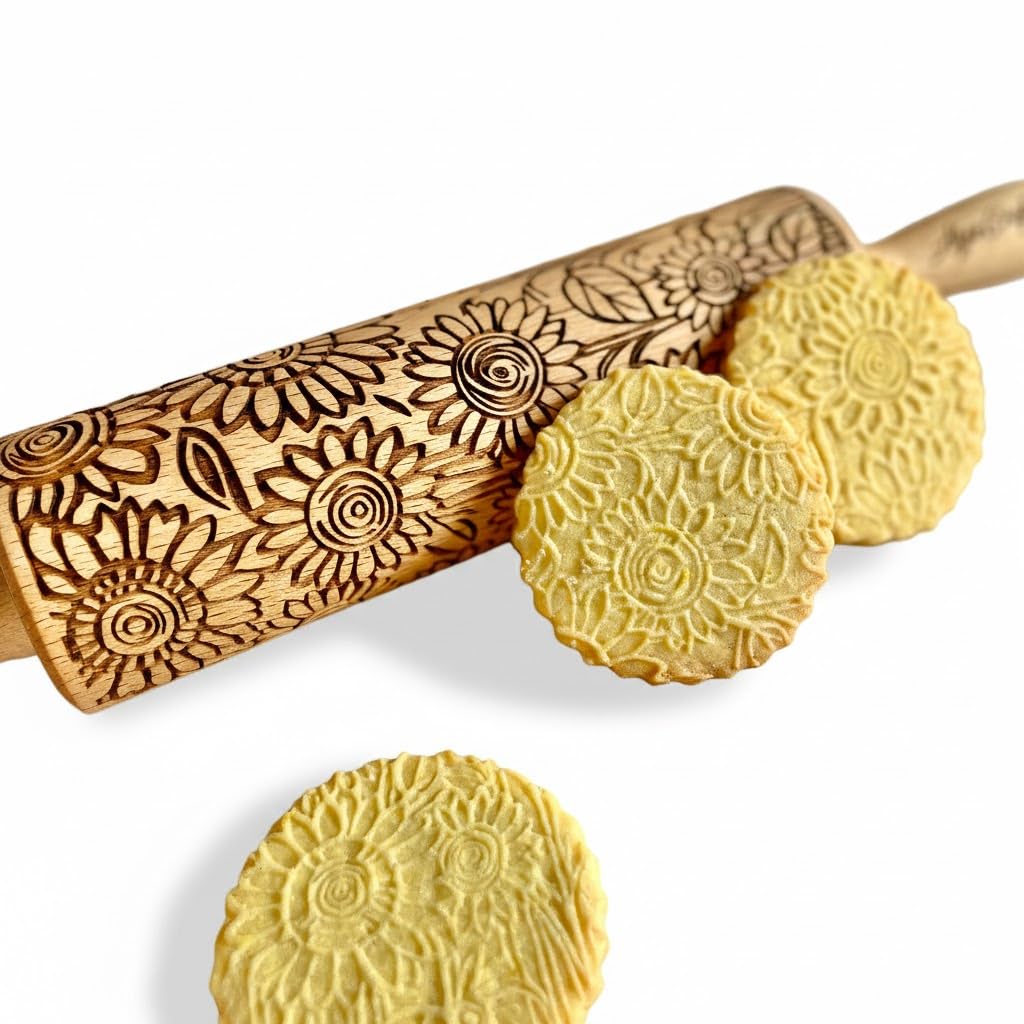 KALEIDOSCOPE ROLLING PIN LASER ENGRAVED for EMBOSSED COOKIES GIFT FOR FRIEND MOTHER BAKER