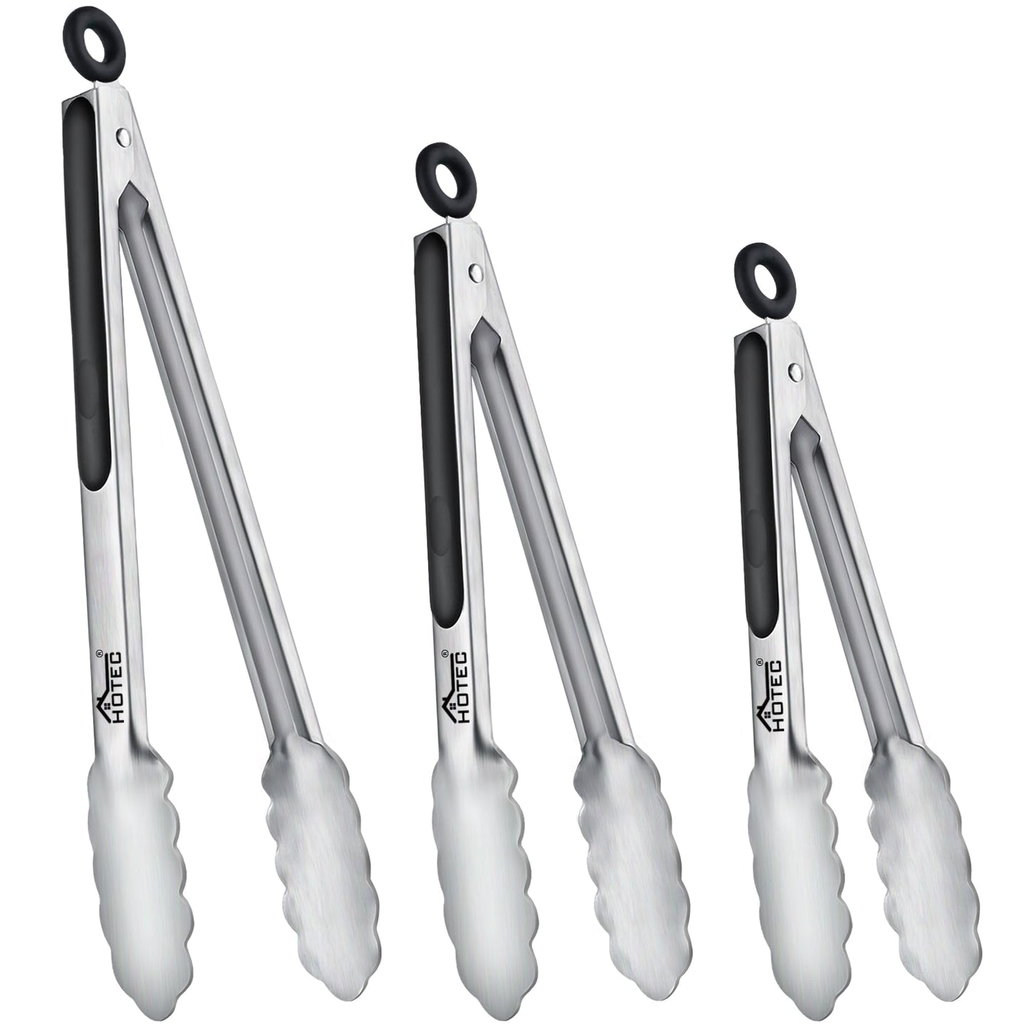 Hotec Mini Stainless Steel Kitchen Tongs for Cooking - 7-Inch Small Serving Tongs Metal Food Tongs Non-Slip Grip