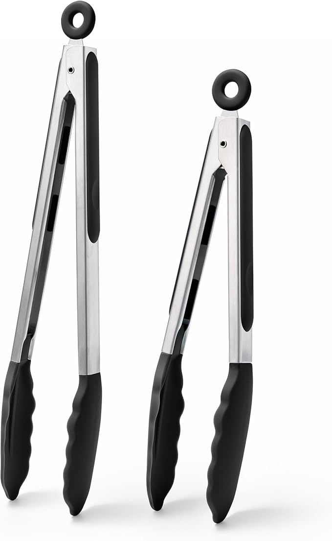 Doosu Kitchen Tongs with Silicone Tips for Cooking Serving (16in, Aqua Sky)