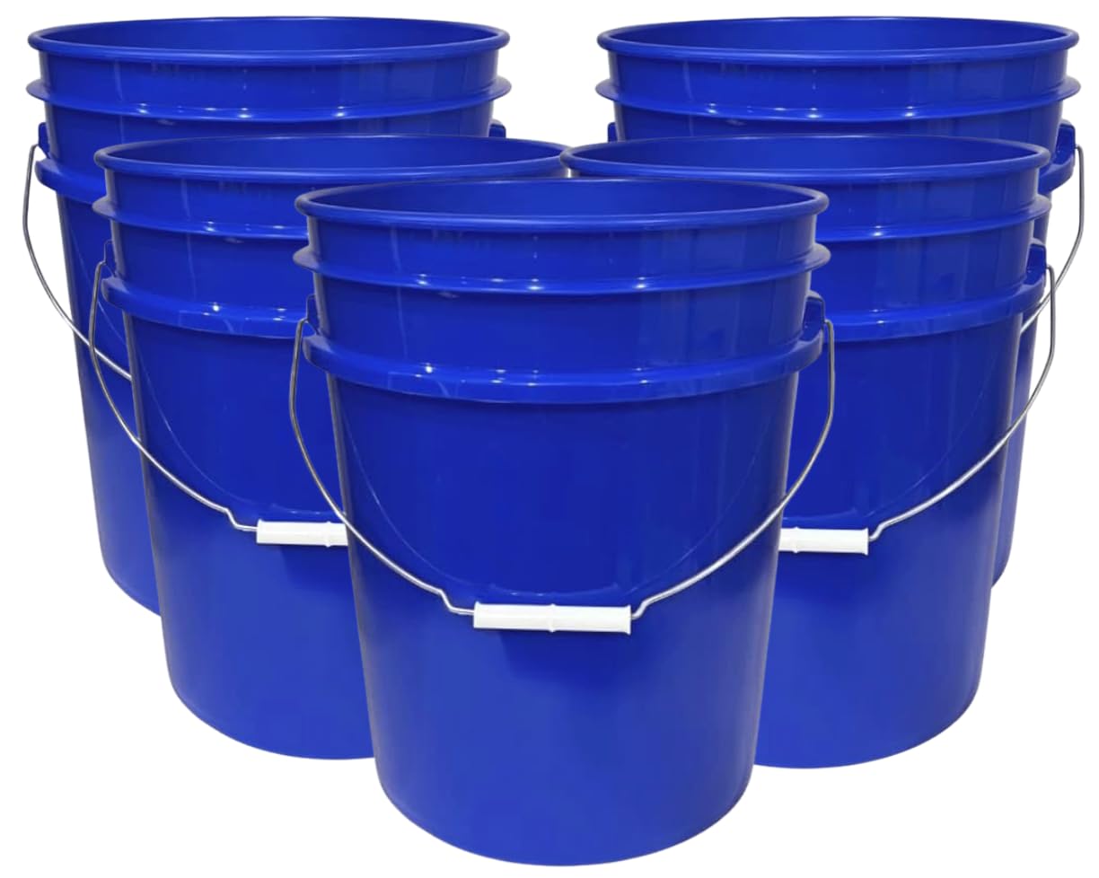 House Naturals 5 Gallon Premium HPDE Plastic Bucket - Made in USA Food Grade Container, BPA Free All Purpose Pail (5, Red)