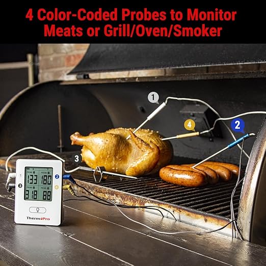 TempPro TempSync 650ft Bluetooth Meat Thermometer for Cooking with 4 Probes