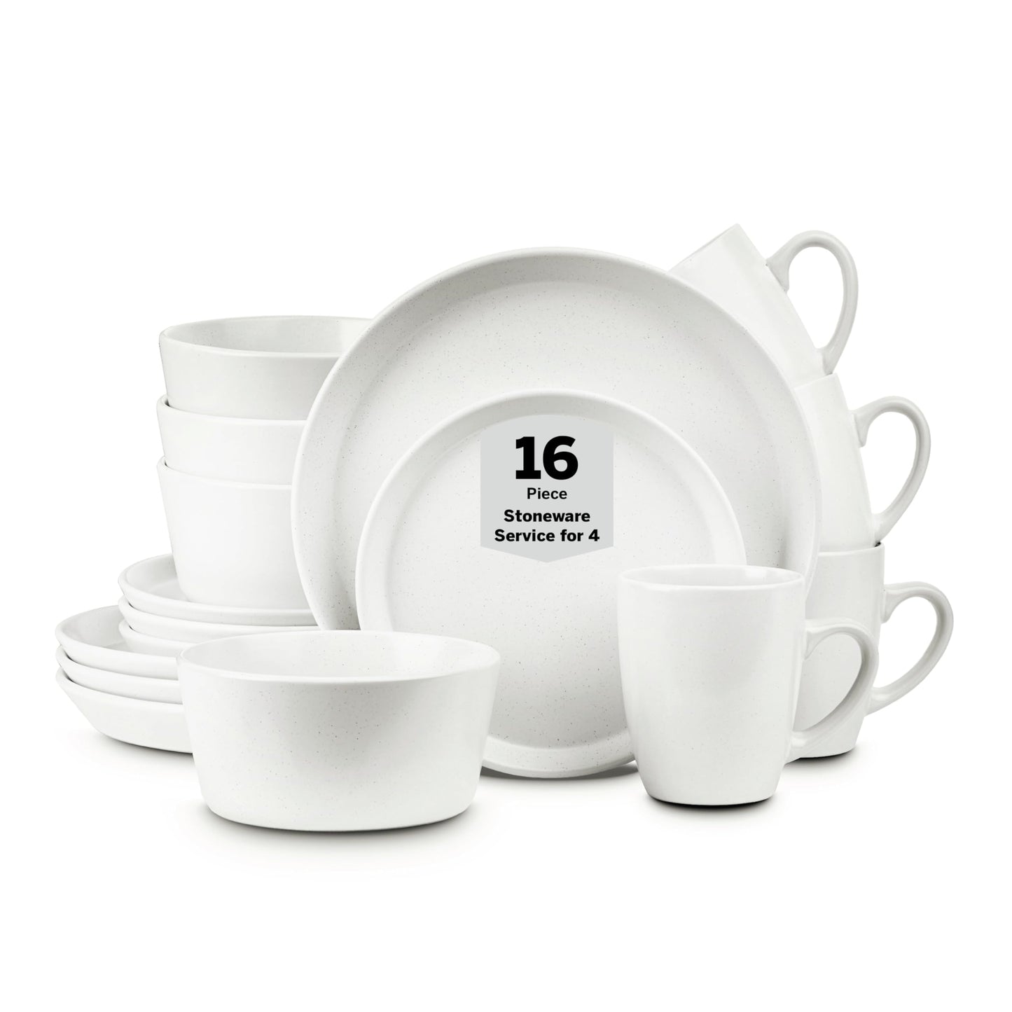 Stone Lain Albie Stoneware 32-Piece Modern Dinnerware Set, Kitchen Plates and Bowls Sets, Service for 8, Blue and Black, Microwave & Dishwasher Safe