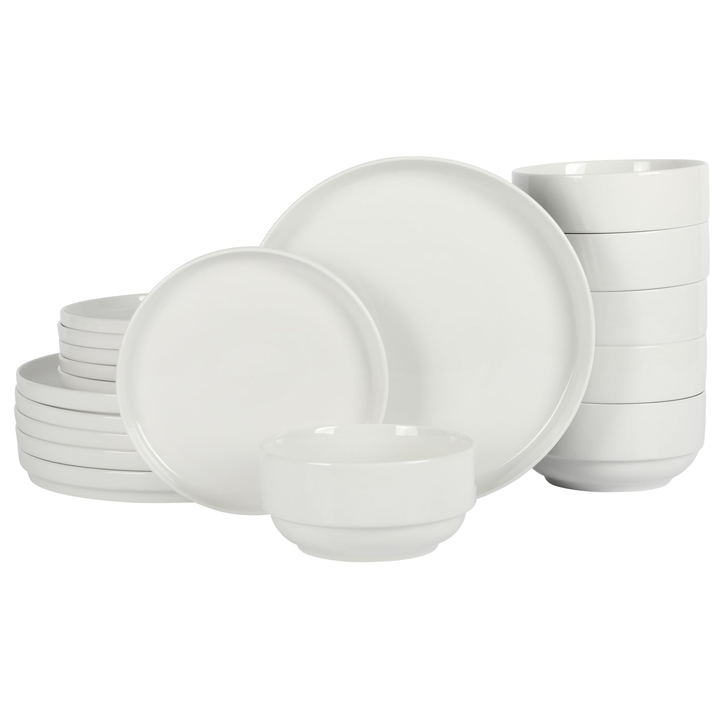 Gibson Home Zen Buffet Hard Square Porcelain Chip and Scratch Resistant Dinnerware Set, White, Service for 8 (24pcs)