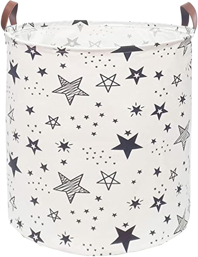 Waterproof Laundry Hamper Collapsible Laundry Basket Leather Handle Laundry Bag Large Clothes Storage Toy Organization for Bathroom Bedroom Laundryroom College Dorms (Caisanjiao-001)