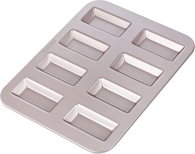 CHEFMADE Financier Cake Pan, 8-Cavity Non-Stick Muffin Pan Biscuits Cookies Bakeware for Oven Baking (Champagne Gold)