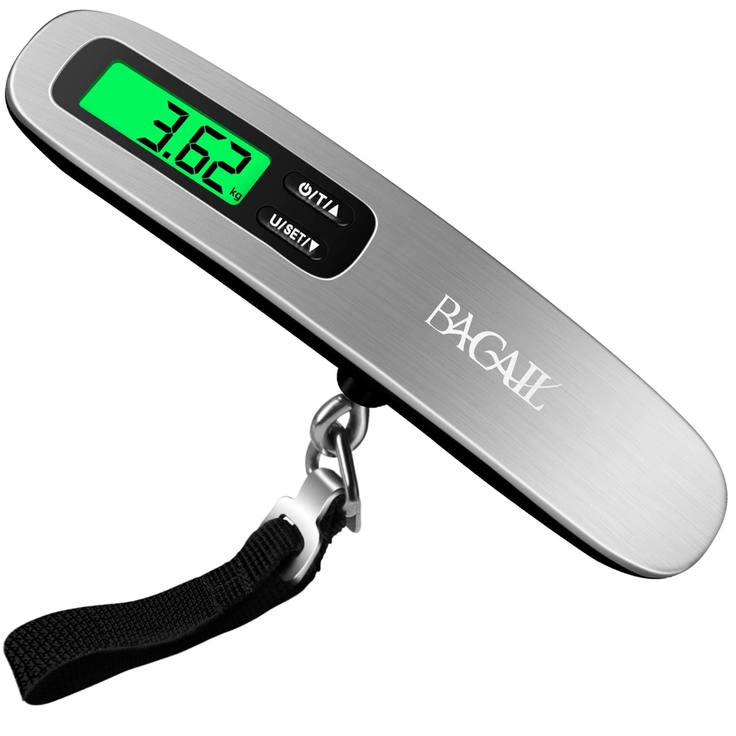 BAGAIL Digital Luggage Scale, 110lbs Hanging Baggage Scale with Backlit LCD Display,Portable Suitcase Weighing Scale,Travel Luggage Weight Scale with Hook,Strong Straps for Travelers(Black)