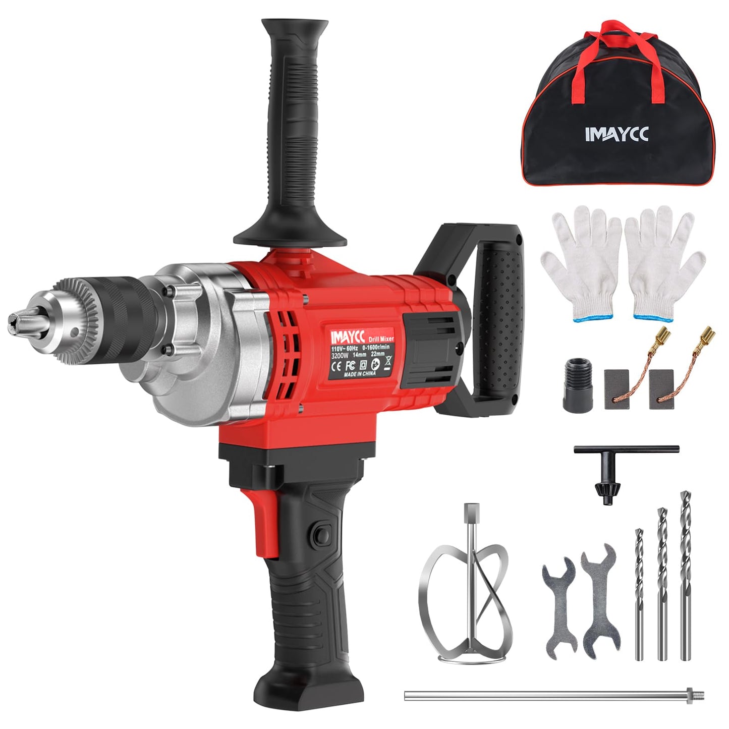 IMAYCC Cement Mixer, 2100W Electric Concrete Mixer with 6 Speed, 110V Handheld Mud Mixer for Motar,Paint, Grout, Plaster, Thinset,Fodder Stirring Tool