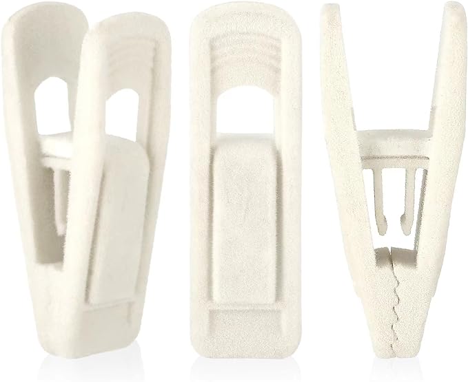 Tinfol Velvet Hanger Clips 80Pack, Ivory Pants Velvet Clips, Clothes Pin Hanger Clip, Strong Finger Flocked Clip Perfect for Slim-line Clothes Velvet Hangers