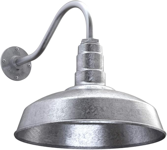 11" Straight Arm Barn Light Outdoor | Farmhouse | Modern Gray/Brass