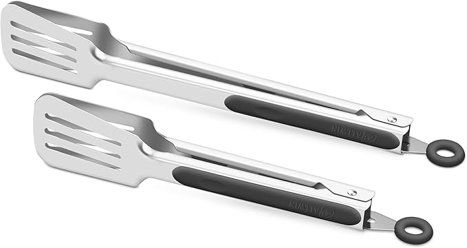 Kitchen & Grill Tongs Set of 2, 304 Stainless Steel, 9 & 12 Inch, Green