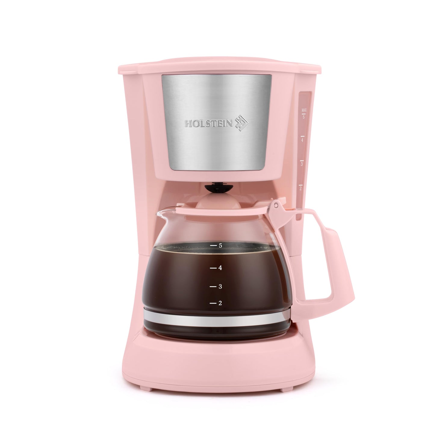 Holstein Housewares 5 Cup Drip Coffee Maker – Compact and User-Friendly with Auto Pause & Serve, Reusable Filter, Measuring Spoon & Glass Carafe, Office & Dorm Use, Yellow